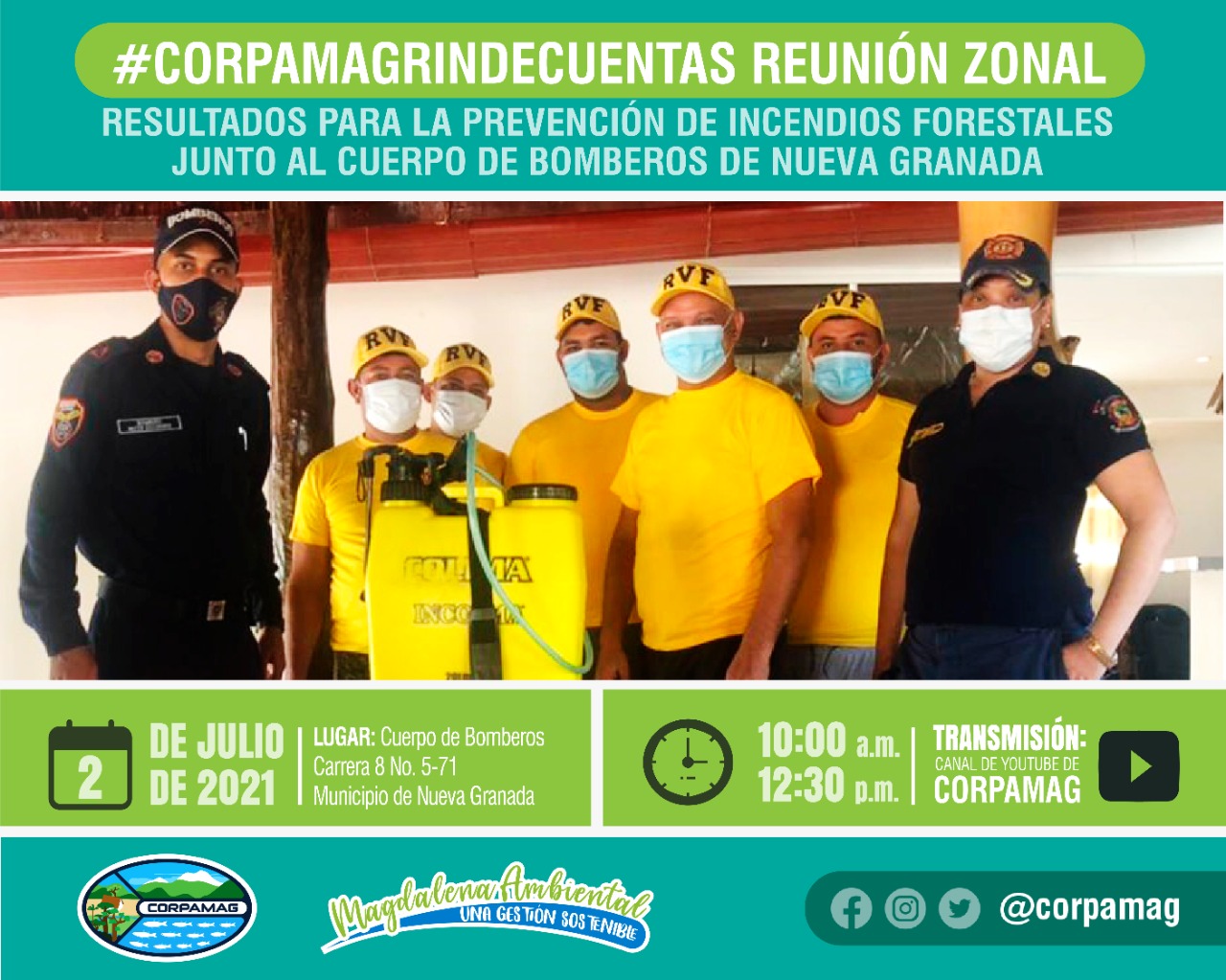 Imagen promocional invitación rendición de cuentas con imagen de los bomberos